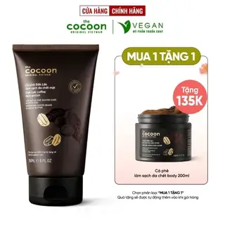 Tẩy Tế Bào chết Cà phê Đắk Lắk làm sạch da chết mặt cocoon 150ml - VEGAN mỹ phẩm thuần chay