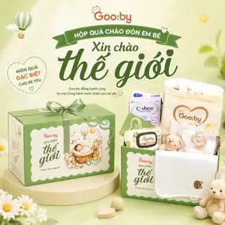 Hộp quà sơ sinh Gooby - 2 bịch Bỉm Newborn + Khăn ướt + BVS + Gối + Đồ sơ sinh (Tặng mẹ bé)