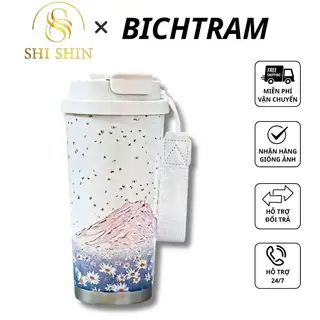 BICHTRAM DEAL 1K - Bình Giữ Nhiệt 530ml Họa Tiết – Ly Giữ Nhiệt Inox 316 Nắp 2 Kiểu Uống Cao Cấp